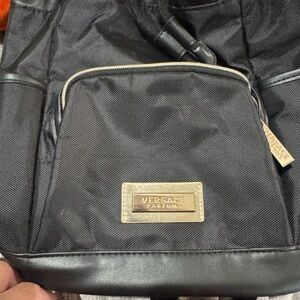 Versace Black Backpack with Gold Accents
